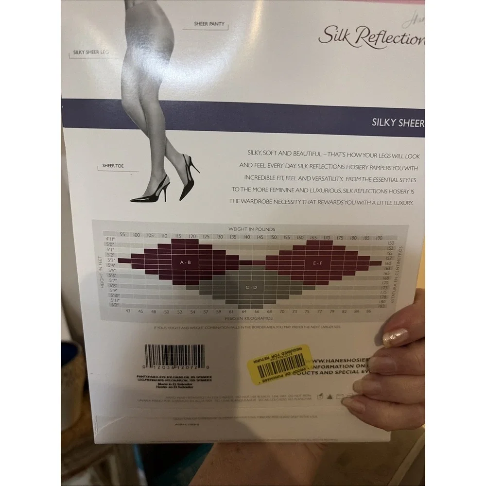 Hanes Silk Reflections Pantyhose Non Control Top Sheer Toe Little Color Size AB